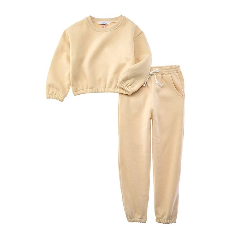 Marion Girls  2Pc Top & Pant Jog Set, Brown